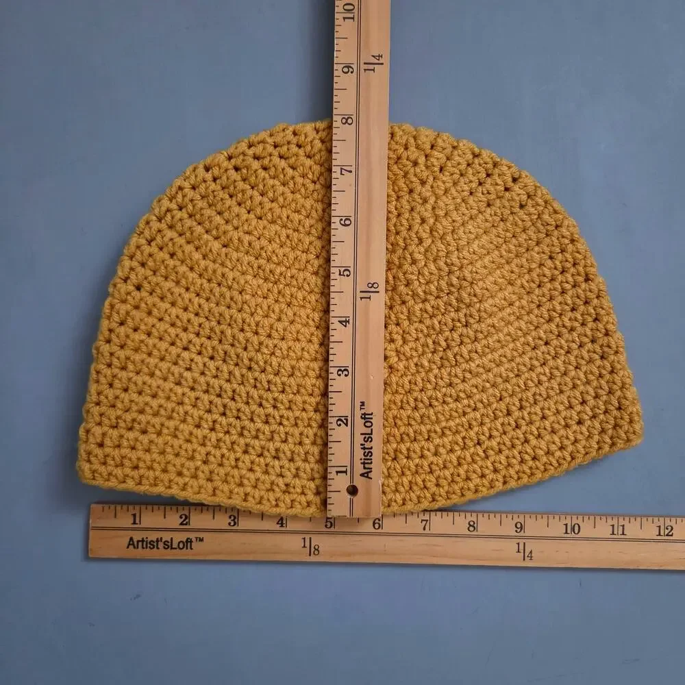Handmade Crochet Beanie Hat Mustard Golden Rod Knit Cap One Size Casual